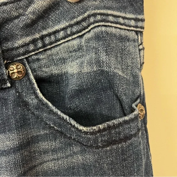 Miss Me Dark Blue Boot Cut Jeans with rhinestone embellishment. - Picture 5 of 15